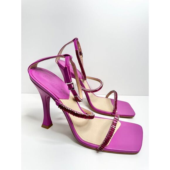 SCHUTZ Sandals Womens Size 10B Leather Nellina Square Toe Pink Ankle Strap NEW - Picture 3 of 12